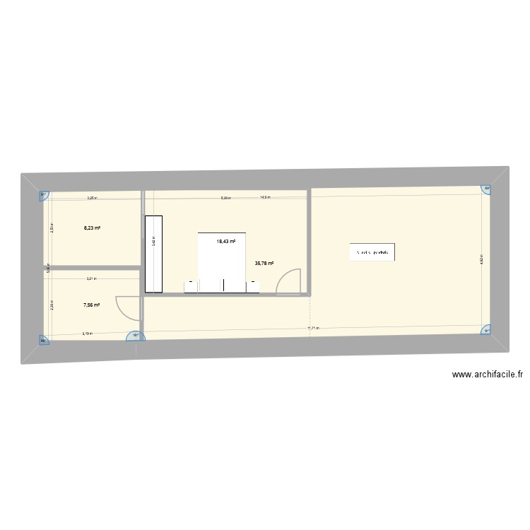 Étage  Nord base. Plan de 4 pièces et 108 m2