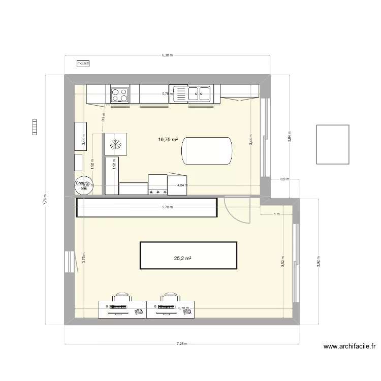 Plan Atelier Hautefage Placo v2. Plan de 3  et 66 m²