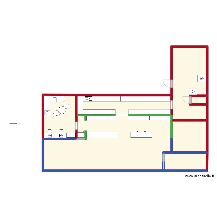 pharmacie. Plan de 7 pièces et 140 m2