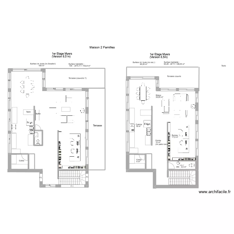 Maison 2 familles Myers-Simon 1er &eacute;tage impress versipon 8,5m. Plan de 
