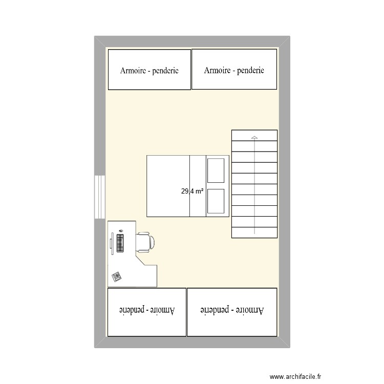 Projet Maison étage 1. Plan de 1 pièce et 35 m2