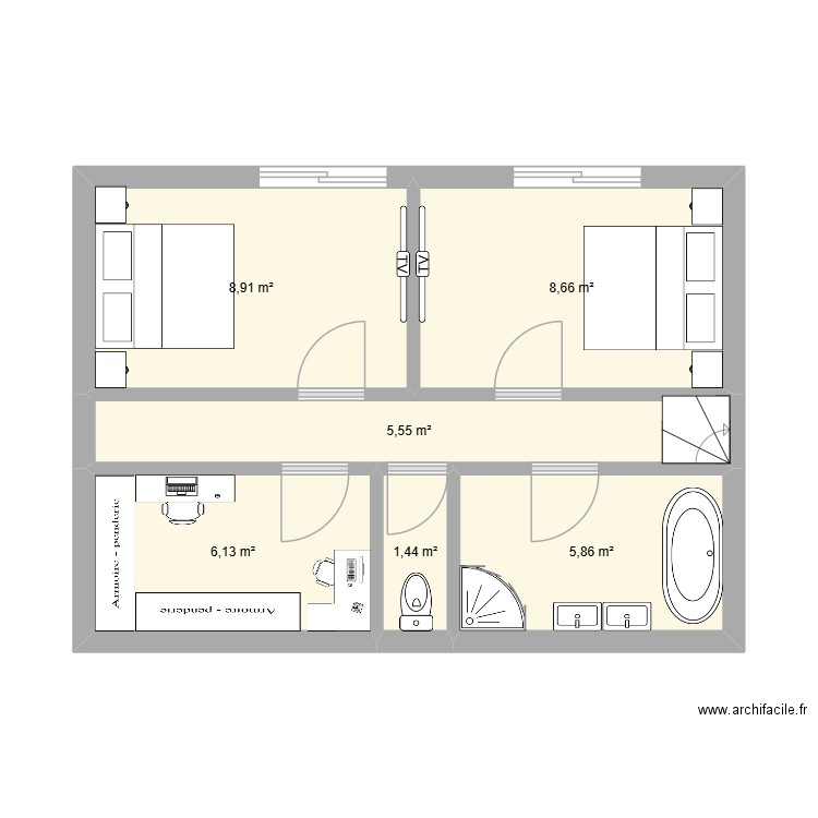 mon envie. Plan de 6 pièces et 37 m2