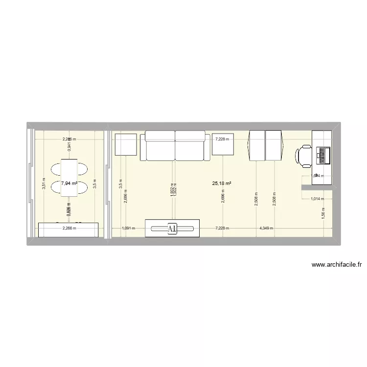 MONTEBELLO. Plan de 2  et 33 m²