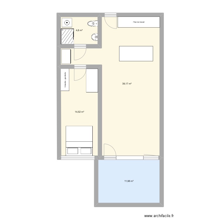 Hermann-Lienhardstrasse. Plan de 4 pièces et 70 m2