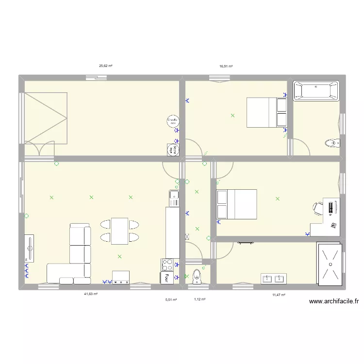 Risoul. Plan de 8 pièces et 130 m²