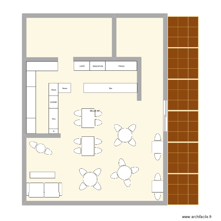 StL. Plan de 1 pièce et 98 m2