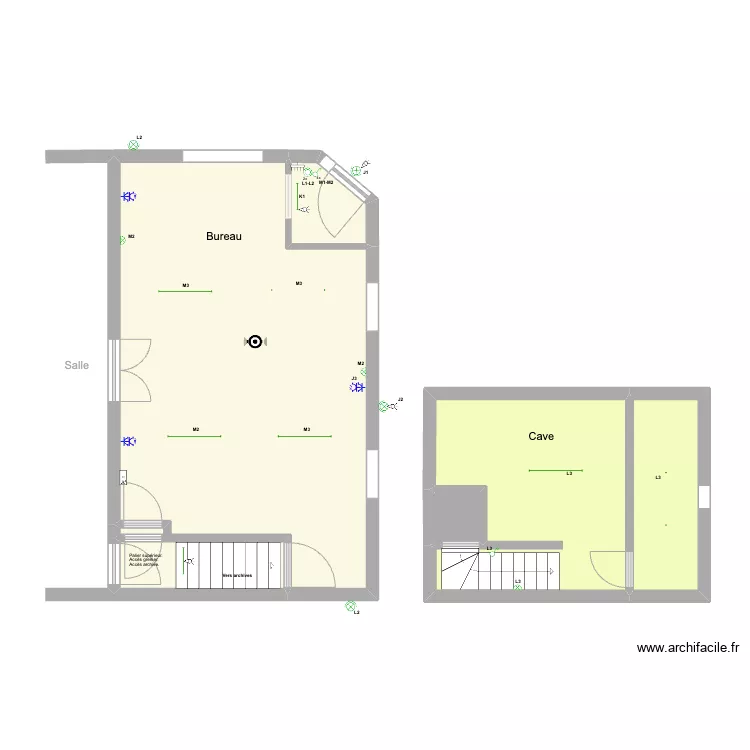 Ent&eacute;e Bureau. Plan de 