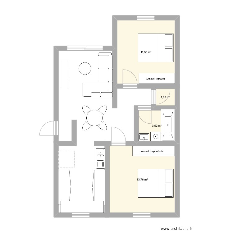 Appartement. Plan de 4 pièces et 30 m2