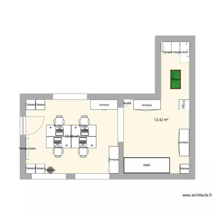 Bureau technique 1. Plan de 2  et 25 m²