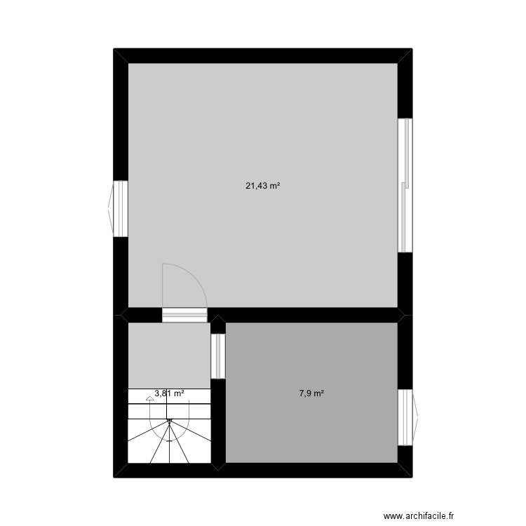 Étage. Plan de 3 pièces et 33 m2