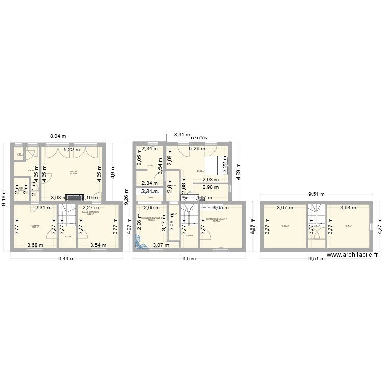 Lieutenant Mazel 3 étages. Plan de 19 pièces et 168 m2
