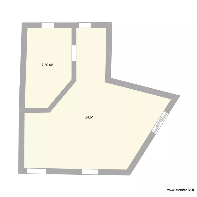 Visinho. Plan de 2  et 32 m²
