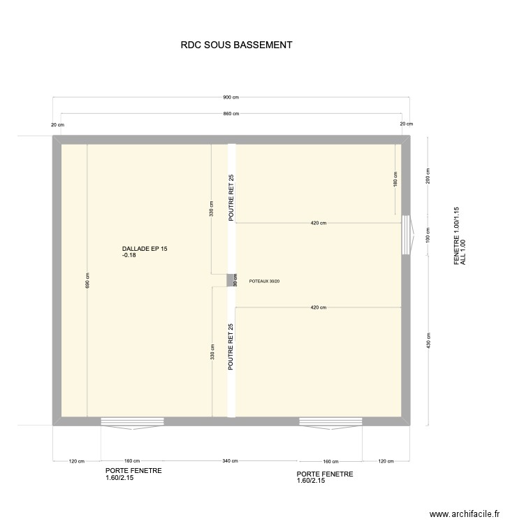 RDC COTE OUVERTURE . Plan de 0 pièce et 0 m2