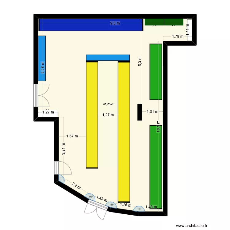 plan magasin m&eacute;canique. Plan de 1  et 83 m²