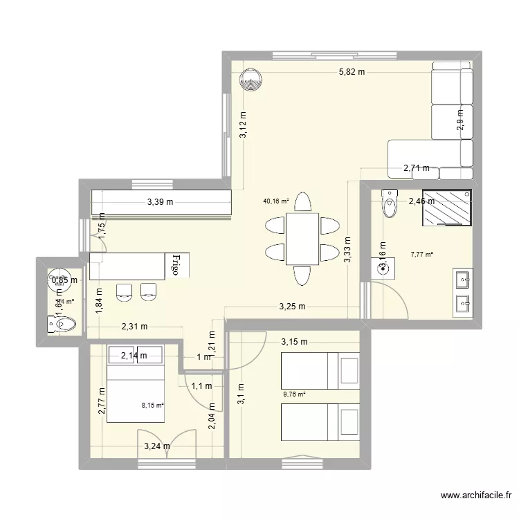 le croisic. Plan de 5  et 67 m²
