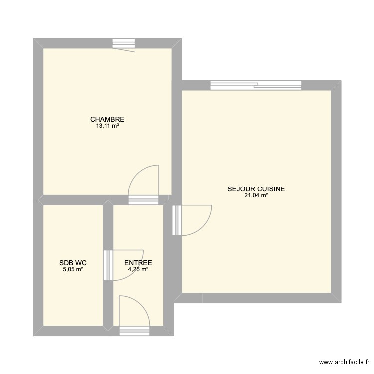 APPART VILLE D4O. Plan de 4 pièces et 43 m2