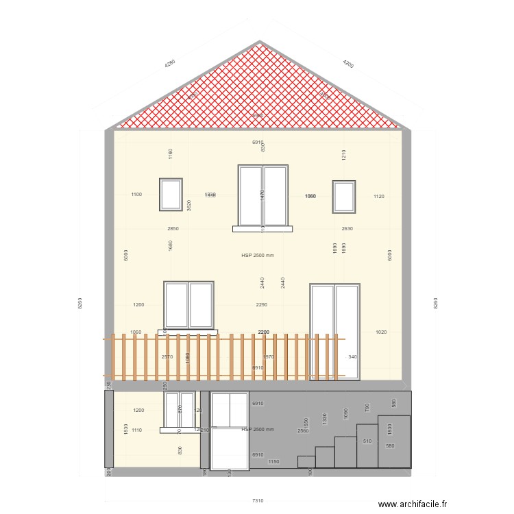 plan facade tramblay terasse 2. Plan de 0 pièce et 0 m2