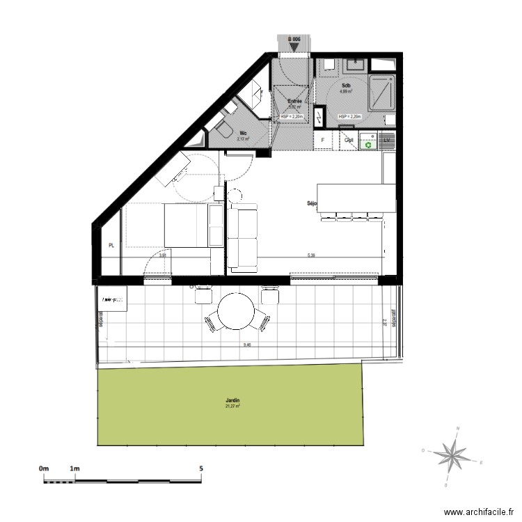 Appart Villeneuve - Cuisine U. Plan de 0 pièce et 0 m2