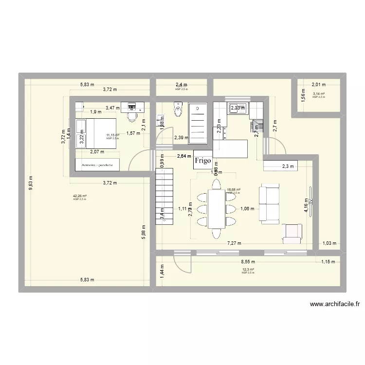 MAISON 1. Plan de 6  et 108 m²