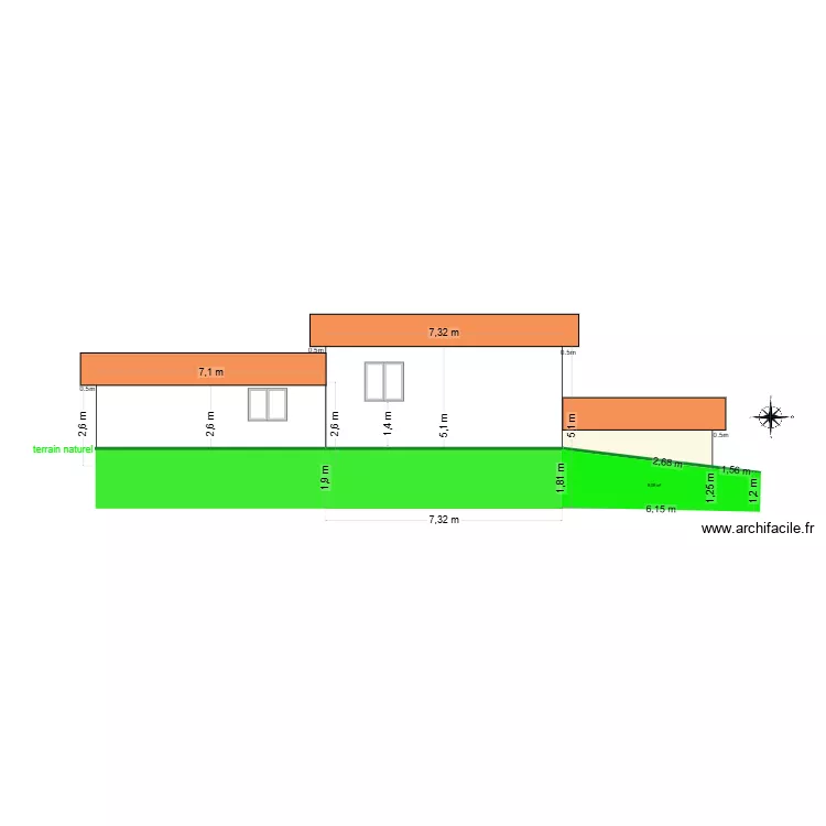 plan coupe et de construction nord. Plan de 