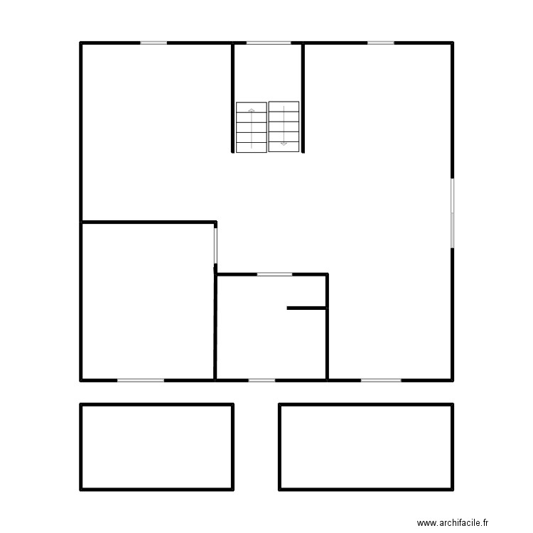 salon cuisine. Plan de 5 pièces et 80 m2