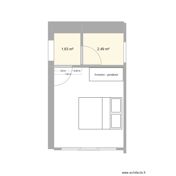 chambre --- garage 1. Plan de 2 pièces et 4 m2