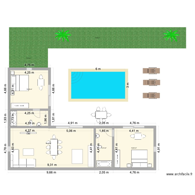 Phase 1. Plan de 4 pièces et 94 m2
