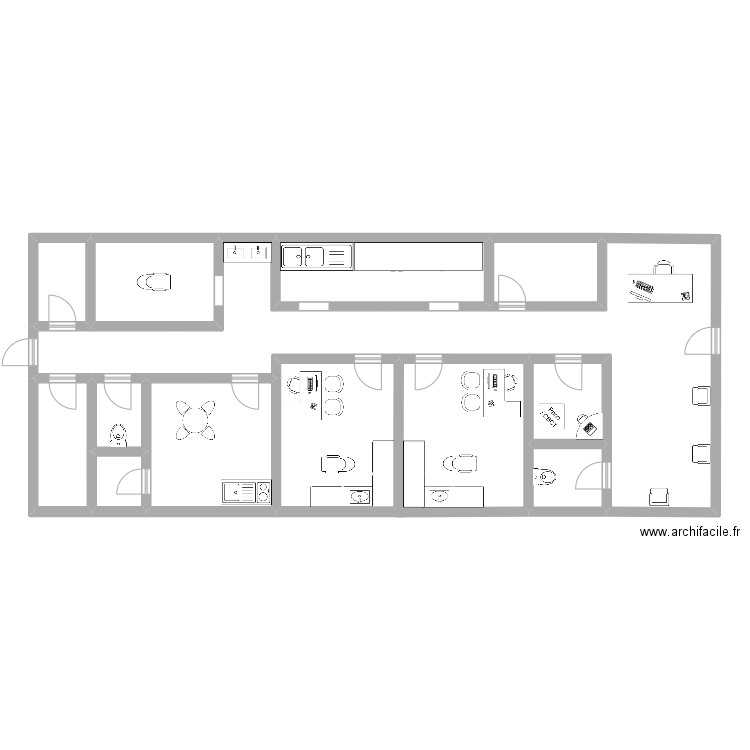 Ide3. Plan de 12 pièces et 125 m2