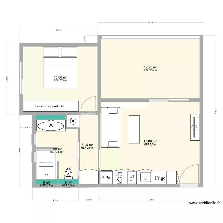 PLAN APT La Saline 10. Plan de 7 pièces et 50 m²