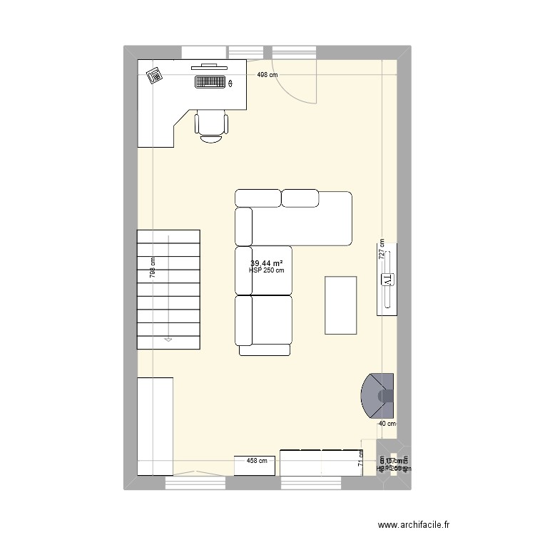 Maison. Plan de 2 pièces et 40 m2
