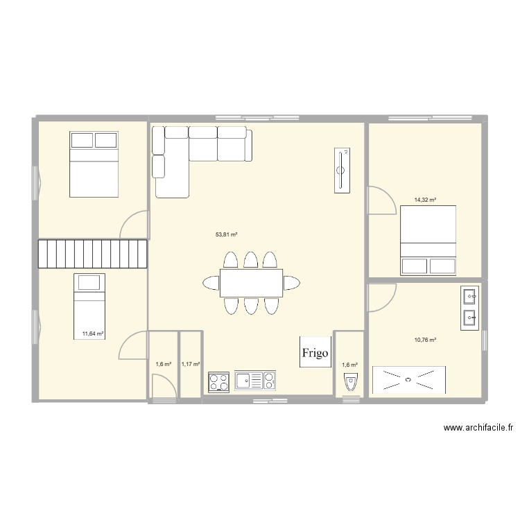 essai maison 1. Plan de 7 pièces et 95 m2