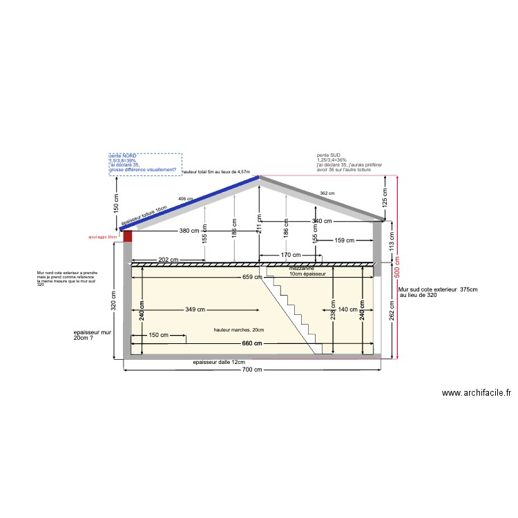 maison  escalier autre cote. Plan de 1 pièce et 16 m2