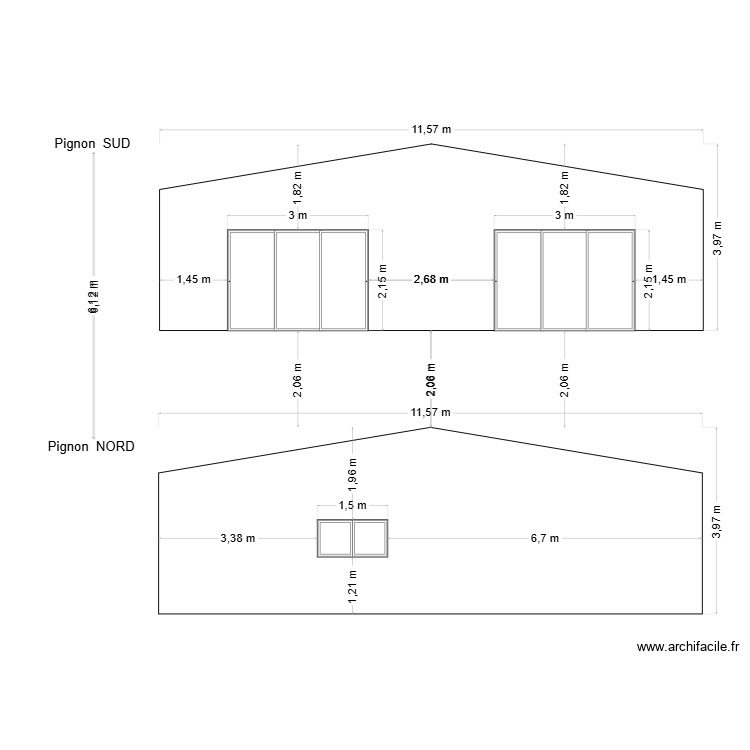 Facade sud. Plan de 0 pièce et 0 m2 Facade sud. Plan de 0 pièce et 0 m2