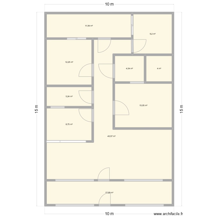 Plan Yeba. Plan de 10 pièces et 134 m2