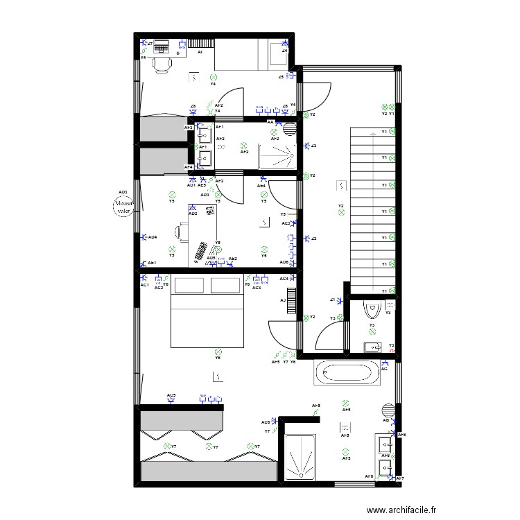 1er tfe 2025. Plan de 6 pièces et 82 m2