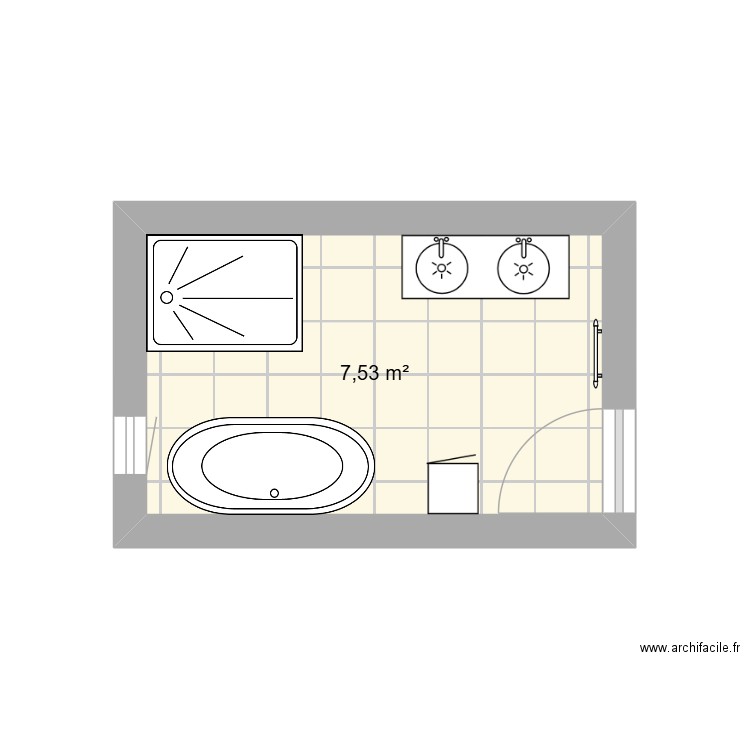 Salle de bain. Plan de 1 pièce et 8 m2