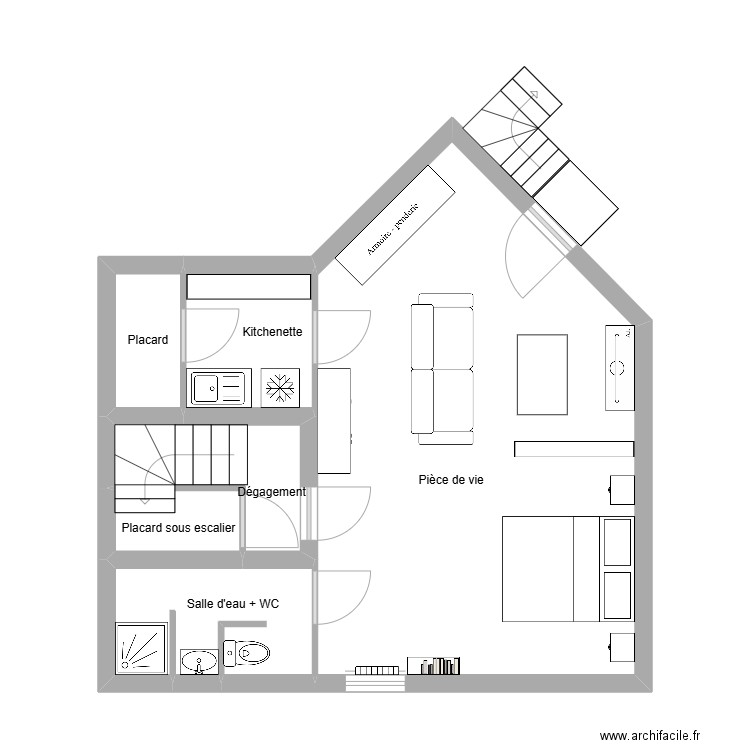 aublanc R0. Plan de 6 pièces et 48 m2