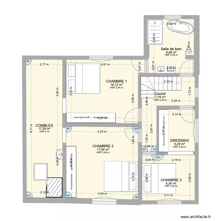 Etage Steph last. Plan de 7 et 81 m² Etage Steph last. Plan de 7 et 81 m²