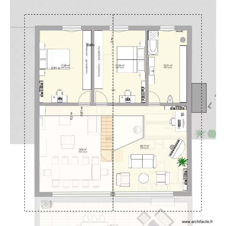 Cerisier 2.3. Plan de 17  et 389 m²
