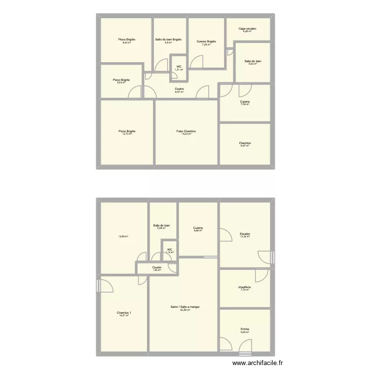 Les Veys. Plan de 22  et 191 m²