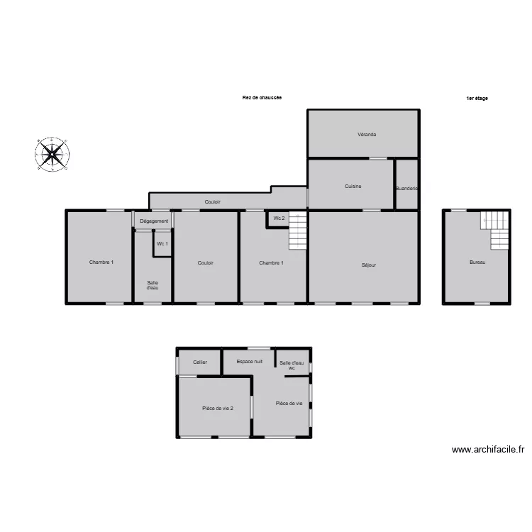 Daveu saint reverend. Plan de 14  et 126 m²