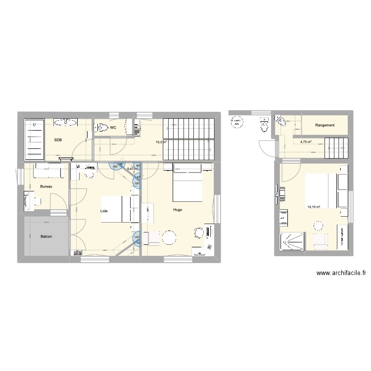 Villa du parc R+1. Plan de 11 pièces et 81 m2