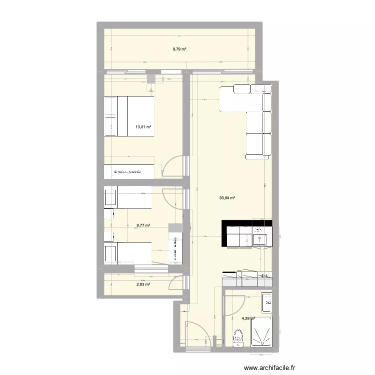 Jasmine Cuisine Plan. Plan de 6  et 71 m²