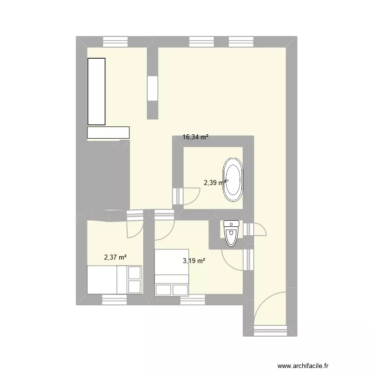 appart Emil L&eacute;na. Plan de 4  et 24 m²