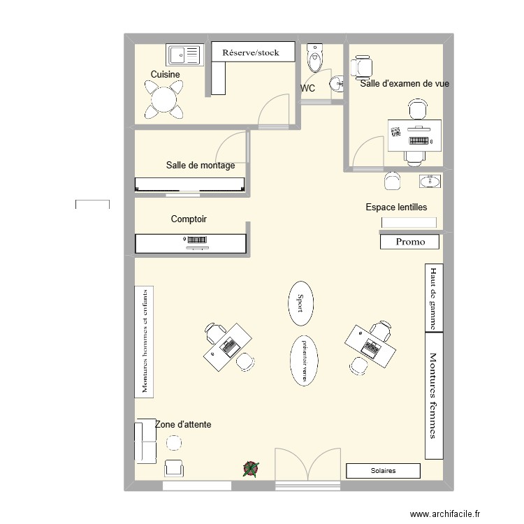 optique. Plan de 4 pièces et 89 m2