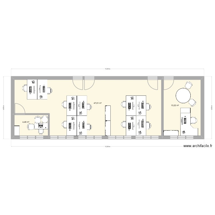CSP FORMATION BOQUETTE + JULIE version tables. Plan de 3 pièces et 65 m2