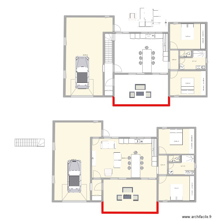 maison en u. Plan de 14 pièces et 233 m2