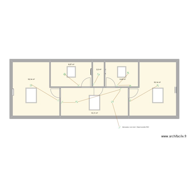COMBLE - Inter. Plan de 6 pièces et 68 m2