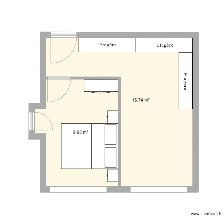 Garage3. Plan de 2 pièces et 27 m2