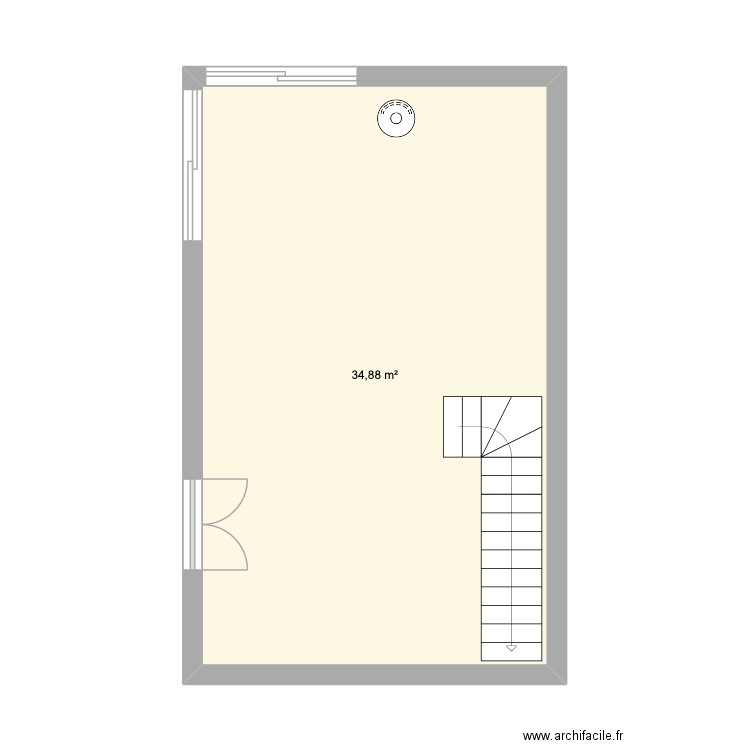 Salon. Plan de 1 pièce et 35 m2